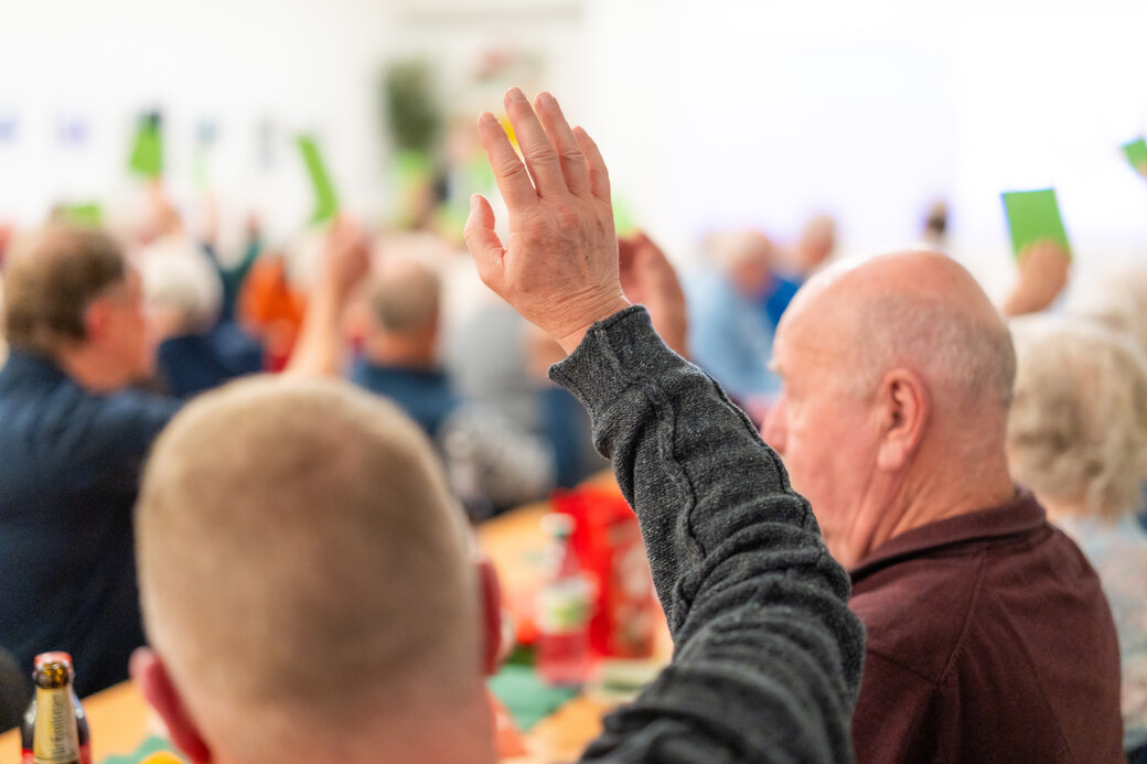 Zur Abstimmung gehobene Hand